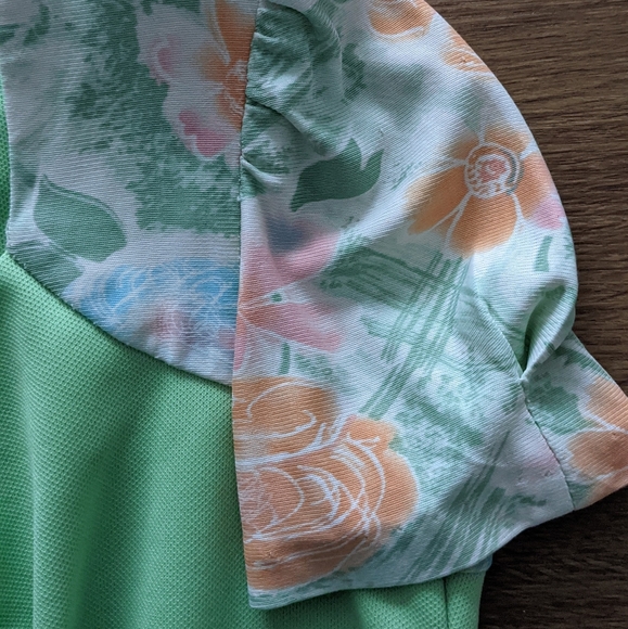 Vintage Mint Green Floral Tie Front Dress - Picture 6 of 6
